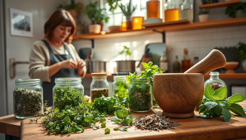 preparing herbs for lung function
